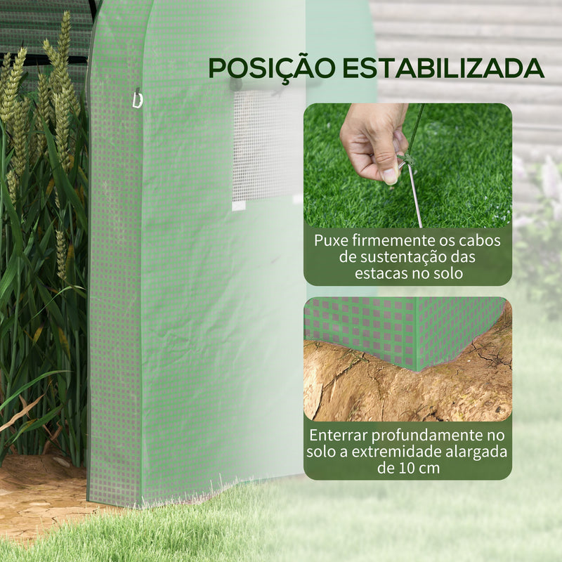 Estufa de Jardim Estufa Resistente com 4 Janelas 2 Portas com Fecho de Correr Anti-UV para Cultivo de Plantas em Terraço Pátio 185x94x150 cm Verde