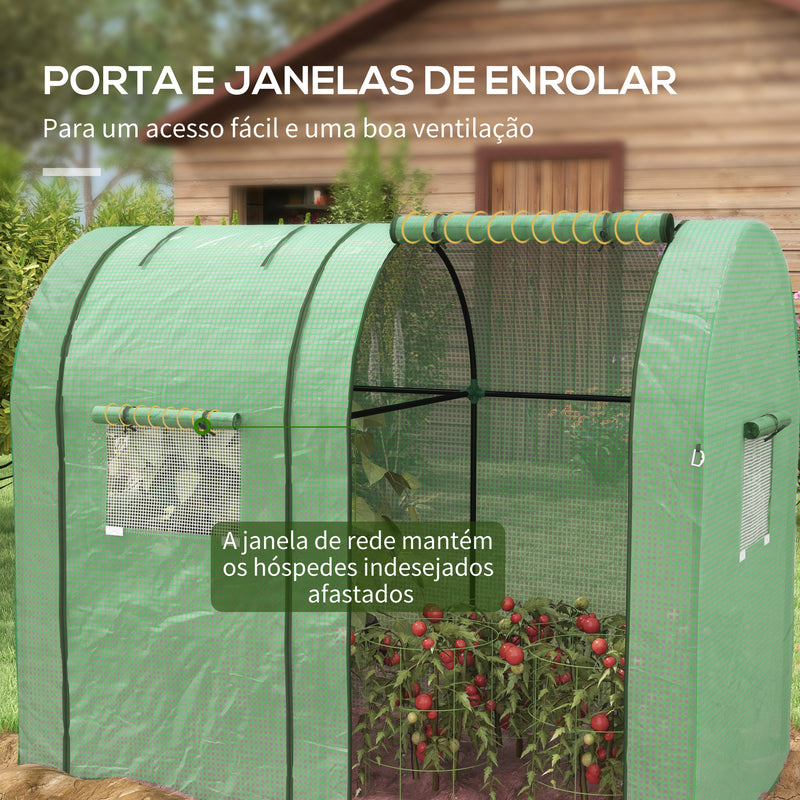 Estufa de Jardim Estufa Resistente com 4 Janelas 2 Portas com Fecho de Correr Anti-UV para Cultivo de Plantas em Terraço Pátio 185x94x150 cm Verde