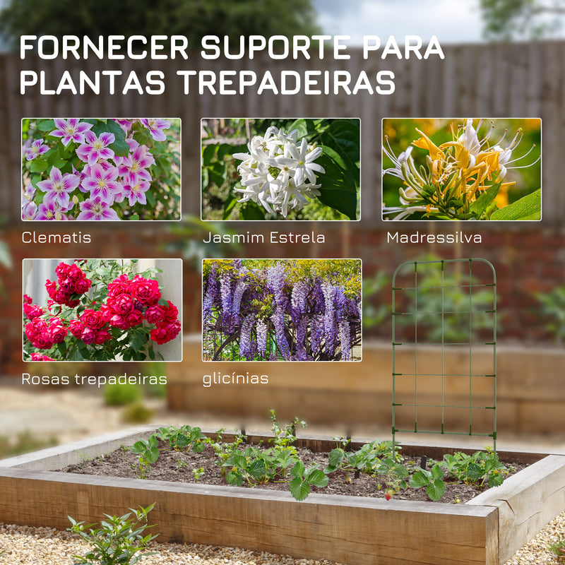 Conjunto de 4 Treliças de Jardim Suportes para Plantas Trepadeiras com Estrutura de Aço para Frutas Vegetais Flores 40x90 cm Verde