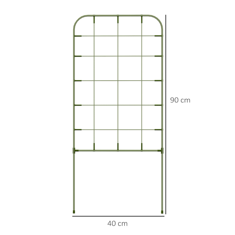 Conjunto de 4 Treliças de Jardim Suportes para Plantas Trepadeiras com Estrutura de Aço para Frutas Vegetais Flores 40x90 cm Verde