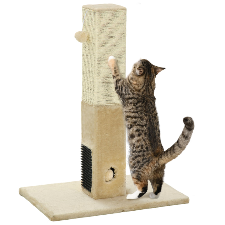 Poste Arranhador para Gatos 79 cm Arranhador para Gatos com Bola Suspensa e Poste de Juta 59,5x39x79 cm Creme e Bege