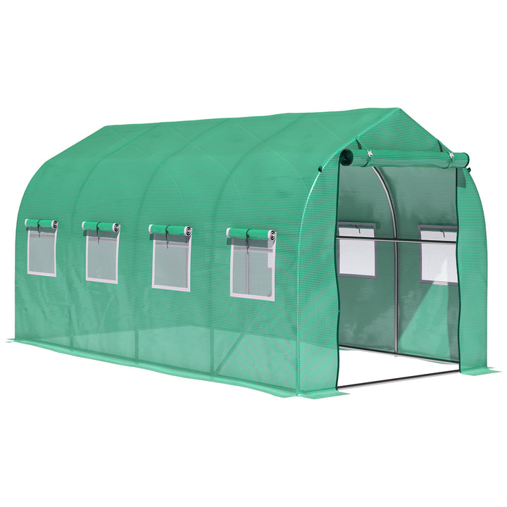 Estufa tipo Túnel 4x2x2 m Estufa de Exterior com 8 Janelas de Malha e Porta Estufa de Cultivos para Pátio Jardim Verde