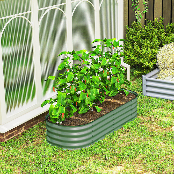 Caixa de Plantio de Exterior Grande em Aço Galvanizado para Cultivo de Plantas Floreira Exterior com Bordas de Segurança Montagem Fácil Resistente às Intempéries 150x62x30 cm Verde