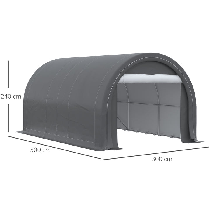 Tenda Garagem 5x3 m Tenda para Carro Anti-UV com Tecido de PE Desmontável e Estrutura de Aço Galvanizado Cinza