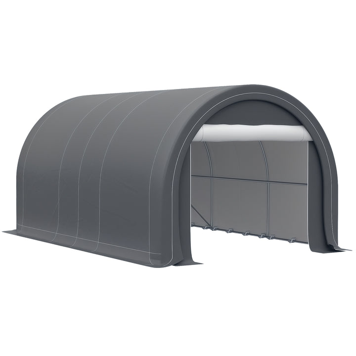 Tenda Garagem 5x3 m Tenda para Carro Anti-UV com Tecido de PE Desmontável e Estrutura de Aço Galvanizado Cinza