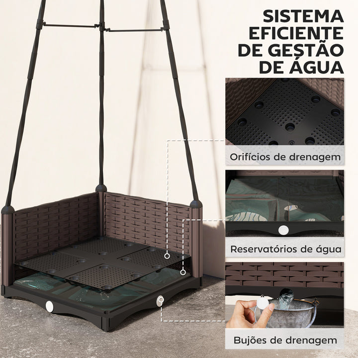 Floreira com Treliça Metálica Floreira para Plantas Trepadeiras Vaso de PP com Orifícios de Drenagem e Tampões Floreira Elevada para Jardim Pátio 40x40x175 cm Preto