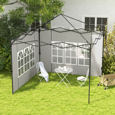 Conjunto de 2 Paredes Laterais para Tendas de 3x3m e 3x6m Paredes Laterais para Tendas com Janelas Transparentes 293x193cm Branco