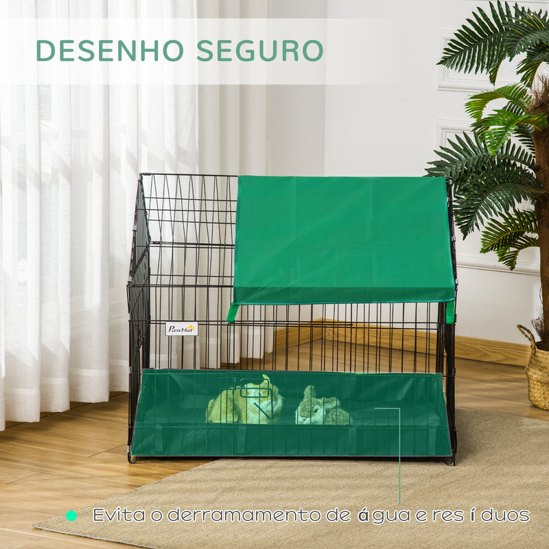 Gaiola para Animais Pequenos Parque para Animais de Estimação com 2 Portas Base com Tecido Oxford Impermeável e Toldo para Interior e Exterior 90x75x75 cm Preto e Verde