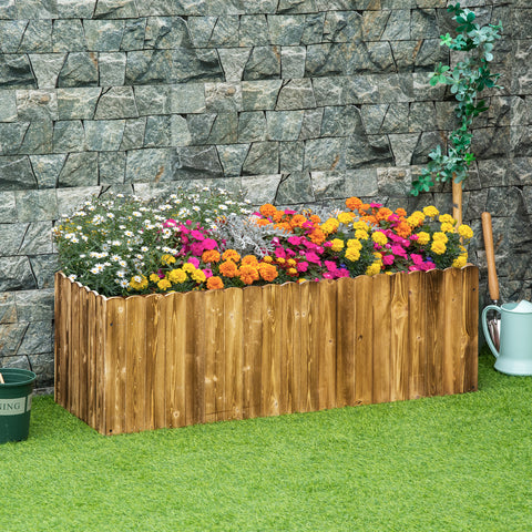 Floreira Exterior Grande de Madeira Floreira com Base Aberta para Cultivar Plantas Flores Ervas Floreira Exterior Retangular para Jardim e Terraço 120x40x40 cm Carbonizada