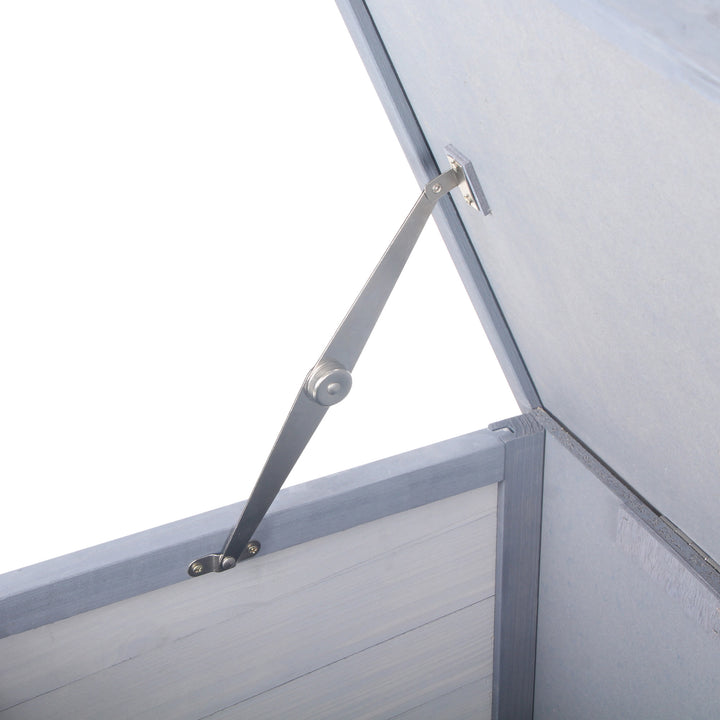 Coelheira de Madeira Gaiola para Coelhos com Telhado Asfáltico Rebatível Portas com Fecho Bandejas Removíveis e Comedouro Coelheira para Exterior 112x50x54 cm Cinzento