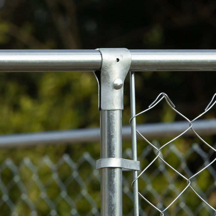 Canil de Exterior com Toldo Anti-UV Recinto para Cães com Porta com Trava e Estrutura de Metal Galvanizado para Pátio Jardim 4x2,3x2,32 cm Prata
