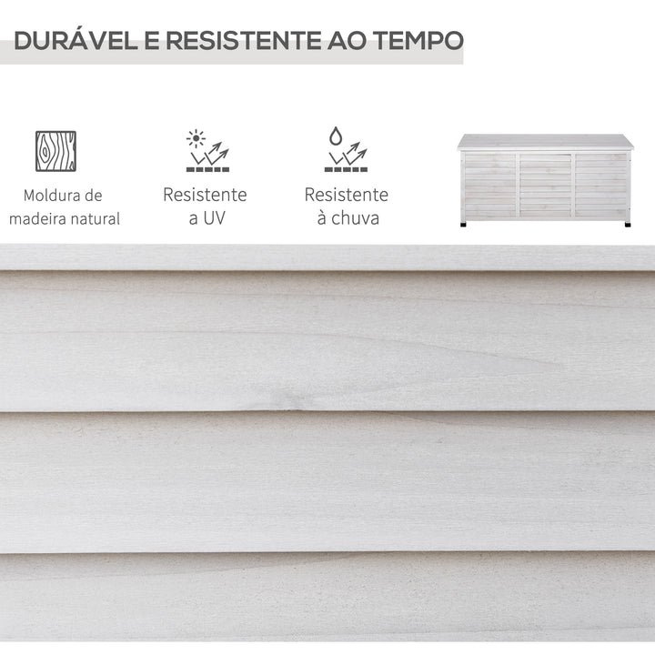 Baú de madeira ao ar livre Caixa de armazenamento de jardim com tampa que pode ser aberta 127x56x60 cm Branco