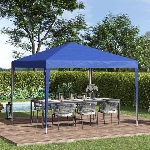Tenda Dobrável 295x295x255 cm com Bolsa de Transporte Altura Ajustável Anti-UV e Impermeável para Terraço, Pátio e Praia Azul