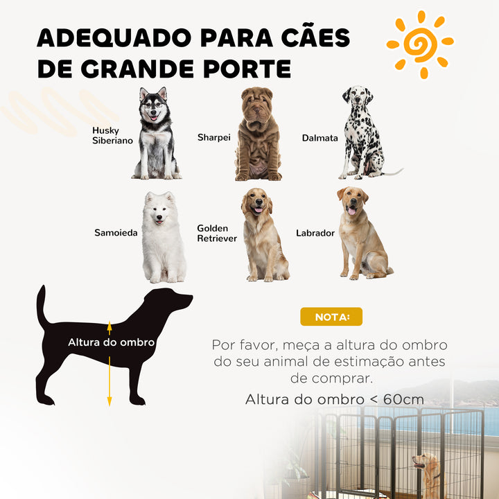 Parque para Cães de 8 Painéis 68x100 cm Parque Dobrável para Cães Médios com Porta Fecho e Estacas para Interior e Exterior Preto