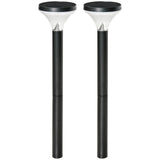 Candeeiros de Pé de Exterior Altura 91,5cm com Luz LED Solar Sensor Crepúsculo e Brilho Variável Conjunto de 2 Candeeiros de Jardim IP44 para Pátio Parque Exterior Preto