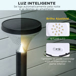 Candeeiros de Pé de Exterior Altura 91,5cm com Luz LED Solar Sensor Crepúsculo e Brilho Variável Conjunto de 2 Candeeiros de Jardim IP44 para Pátio Parque Exterior Preto