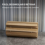 Estrado de Ripas de Madeira 120x38 cm Estrado de Ripas Enrolável para Exteriores Resistente às Intempéries Decoração de Jardim para Praia Casamento Festa Natural