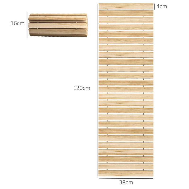 Estrado de Ripas de Madeira 120x38 cm Estrado de Ripas Enrolável para Exteriores Resistente às Intempéries Decoração de Jardim para Praia Casamento Festa Natural