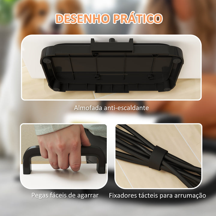 Secador de Cães Secador para Animais de Estimação 2200 W Velocidade e Temperatura Ajustáveis 3 Bicos Ecrã Digital para Higiene Banho Secagem 34x16x25 cm Branco