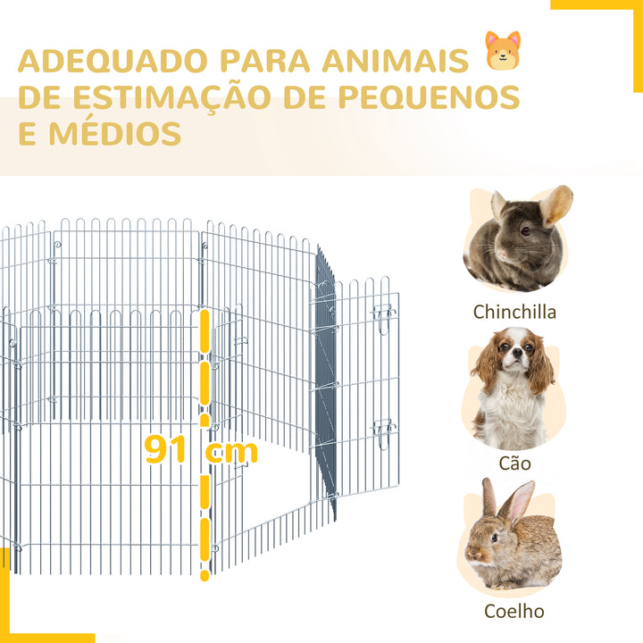 Parque para Animais de estimação com 8 Vedações 63x76 cm Prata