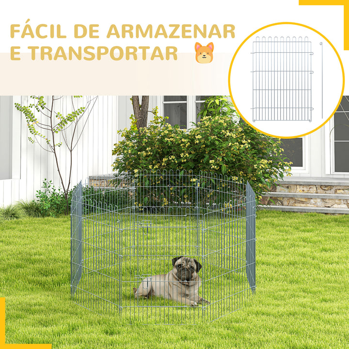 Parque para Animais de estimação com 8 Vedações 63x76 cm Prata