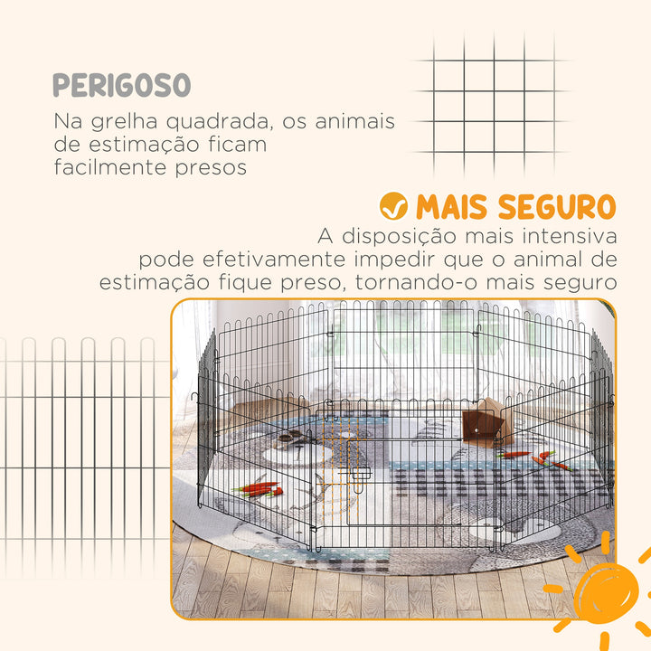 Parque para cães e outros animais de estimação com 8 vedações 71x61 cm Metal