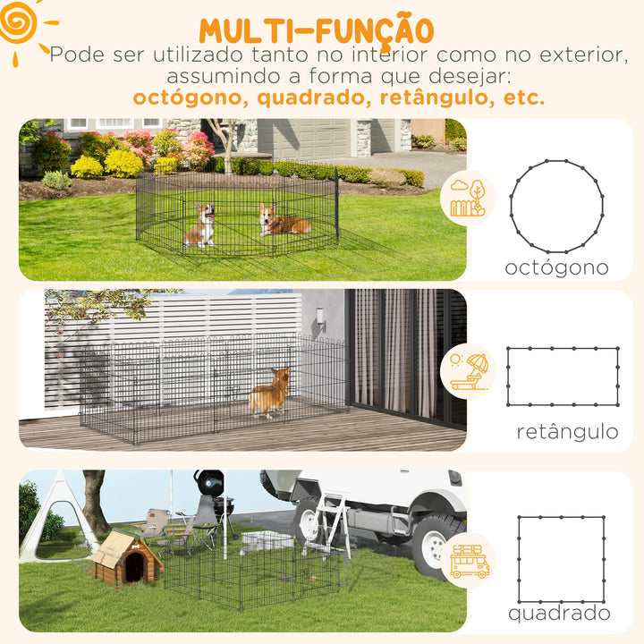 Parque para cães e outros animais de estimação com 8 vedações 71x61 cm Metal