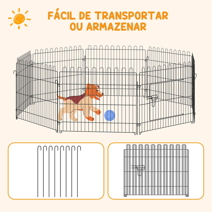 Parque para cães e outros animais de estimação com 8 vedações 71x61 cm Metal