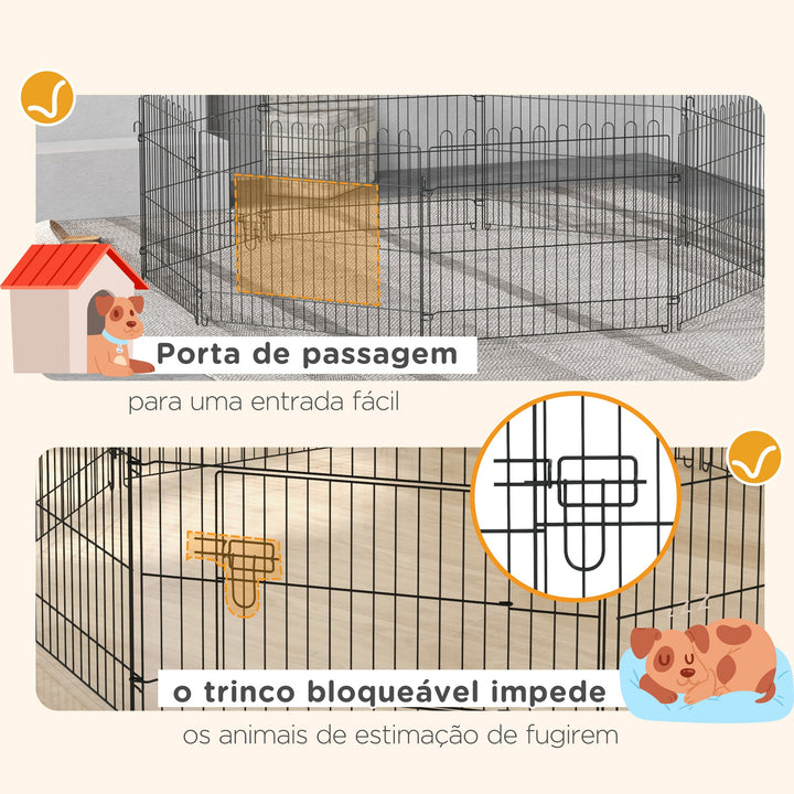Parque para cães e outros animais de estimação com 8 vedações 71x61 cm Metal