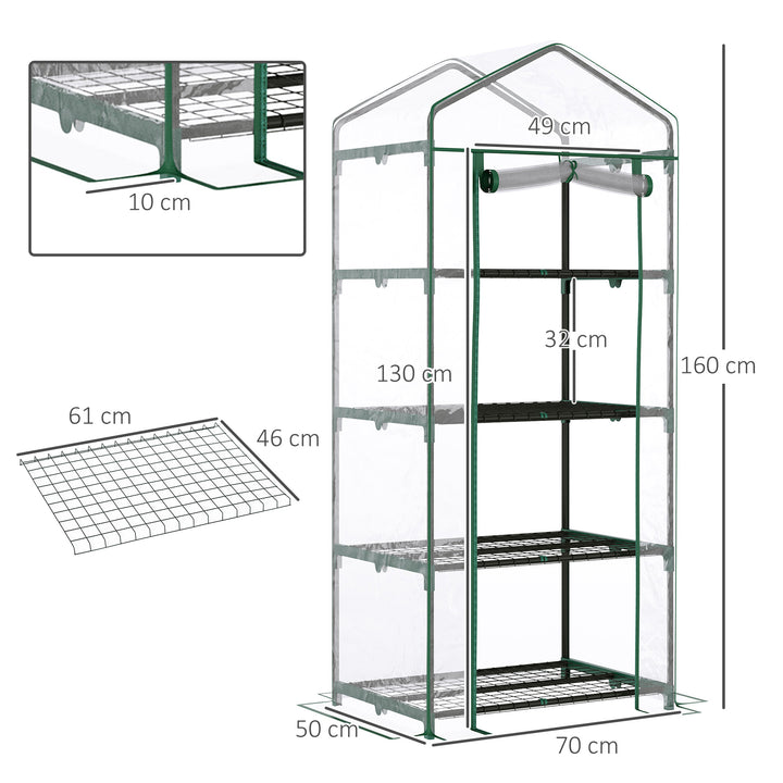 Estufa de Jardim com 4 Prateleiras e Cobertura de PVC Estufa de Aço para Cultivo de Plantas Flores 70x50x160cm Transparente