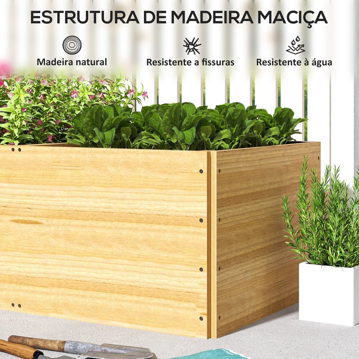 Caixa de Plantio de Madeira Floreira de Exterior Grande com 3 Áreas de Cultivo Caixa de Plantio para Cultivos Retangular para Jardim Varanda Pátio 140x60x40 cm Madeira