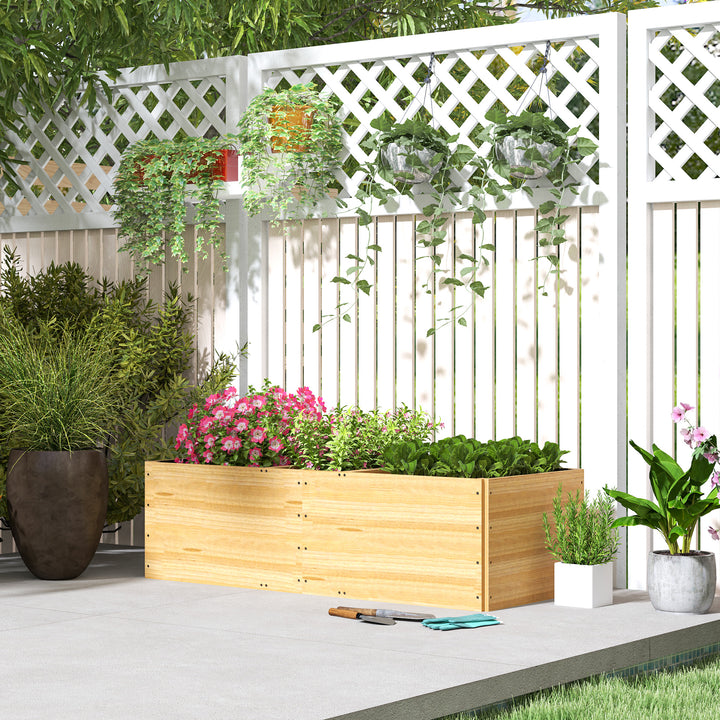 Caixa de Plantio de Madeira Floreira de Exterior Grande com 3 Áreas de Cultivo Caixa de Plantio para Cultivos Retangular para Jardim Varanda Pátio 140x60x40 cm Madeira