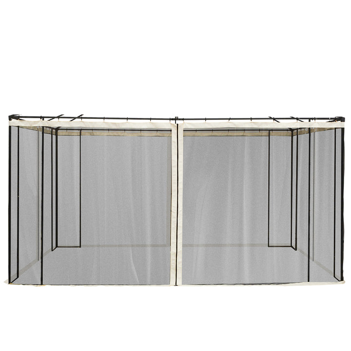 4 Painéis Laterais 352x207 cm para Tenda de Jardim Mosquiteira para Gazebo Gazebo com Zíperes e Anéis Preto