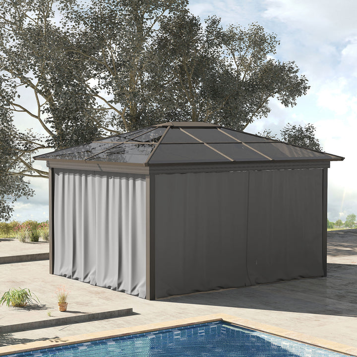 4 Paredes Laterais para Tenda 302x205 cm Laterais para Tenda Universal com Ganchos e Argola em C para Tenda de Jardim Terraço Cinza Claro