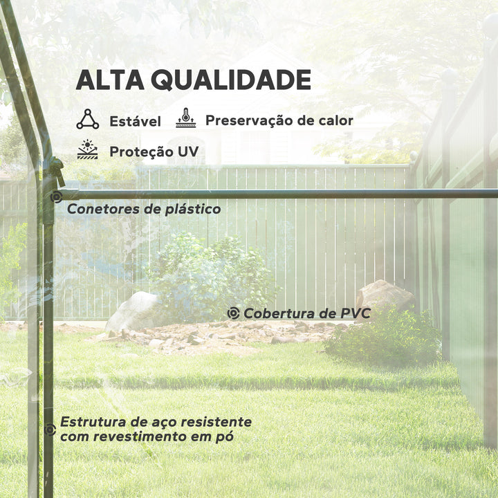 Estufa Pequena, Estufa de Exterior com Janela e Porta com Fecho Estrutura de Aço Cobertura de Plástico Impermeável Anti-UV para Cultivar Plantas 180x100x168 cm Transparente