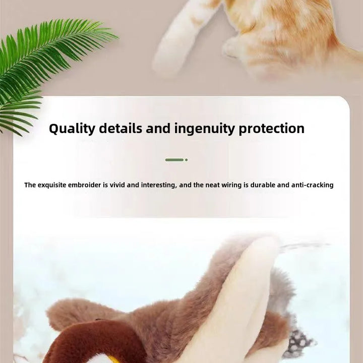 Flupytoy Brinquedo Interativo de Pelúcia com Sensor de Toque e Catnip – Pássaro pardal Recarregável com Som e Asas em Movimento para Gatos de Interior