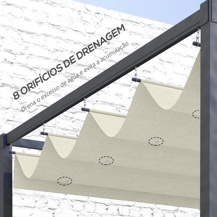Cobertura para Pérgola Retrátil 286x245 cm Teto de Substituição para Pérgola com Proteção UV30+ para Pérgola de 3x2,15 cm Creme