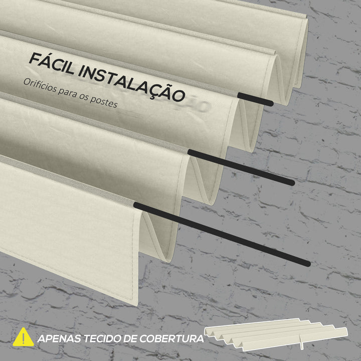 Cobertura para Pérgola Retrátil 286x245 cm Teto de Substituição para Pérgola com Proteção UV30+ para Pérgola de 3x2,15 cm Creme