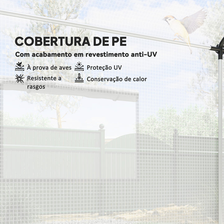Estufa tipo Túnel 2x3x2 m Estufa de Exterior com 4 Janelas de Malha e Porta com Fecho de Correr Estufa para Cultivos Anti UV para Pátio Jardim Branco