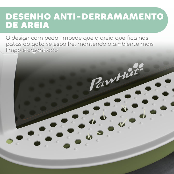 Caixa de Areia para Gatos Fechada Caixa de Areia para Gatos com Tampa e Bandeja Amovíveis Filtro de Carvão e Pá 40,5x52x39 cm Branco e Verde