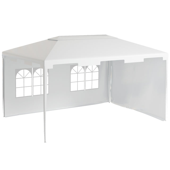 Tenda de Jardim 395x295x255 cm Tenda Desmontável de Exterior com 2 Paredes Laterais 2 Janelas Anti-UV para Pátio Varanda Branco