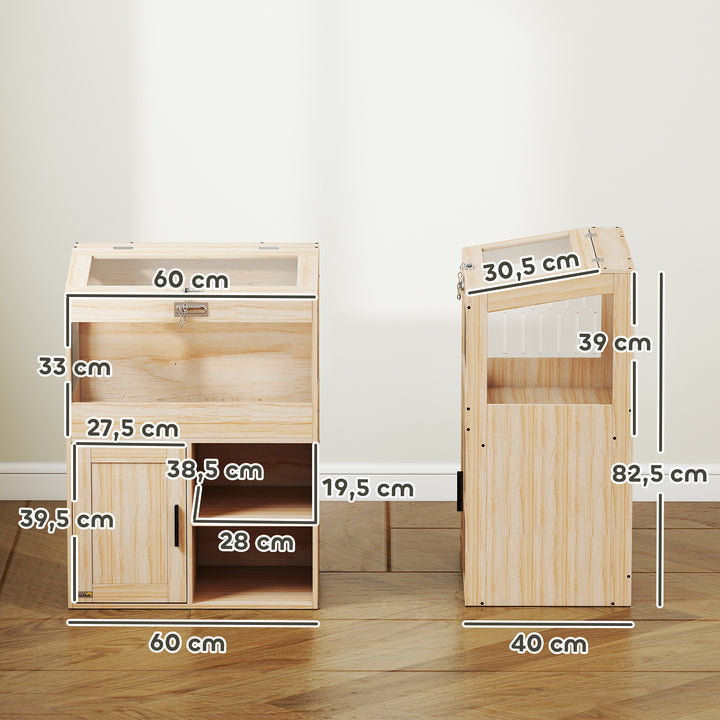 Gaiola para Hamsters com Espaço de Arrumação Casa para Hamsters com Painéis Acrílicos Visíveis Prateleira Ajustável para Gerbil 60x40x82,5 cm Madeira