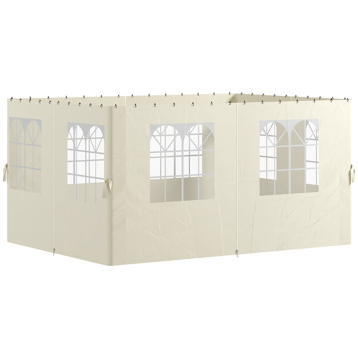 4 Paredes Laterais para Tenda 3x4 m Laterais de Tenda com Ganchos 8 Janelas Proteção UV Substituição Lateral para Tenda de Jardim Exterior Festa Creme