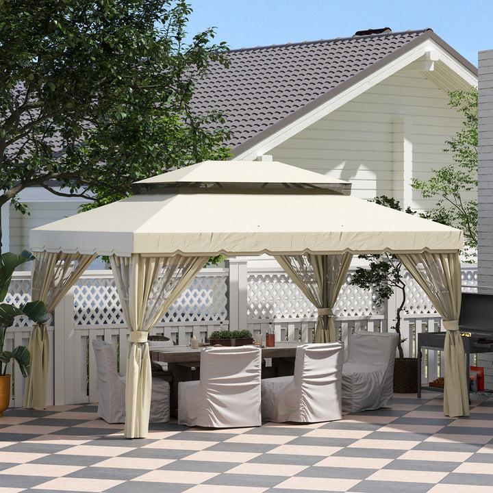 4 Paredes Laterais para Tenda 3x4 m Laterais de Tenda com Ganchos 8 Janelas Proteção UV Substituição Lateral para Tenda de Jardim Exterior Festa Creme