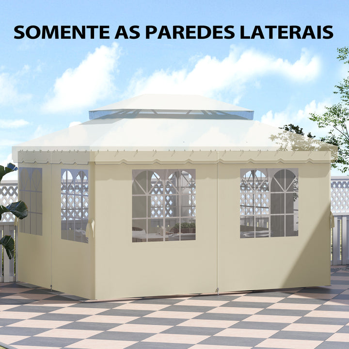 4 Paredes Laterais para Tenda 3x4 m Laterais de Tenda com Ganchos 8 Janelas Proteção UV Substituição Lateral para Tenda de Jardim Exterior Festa Creme