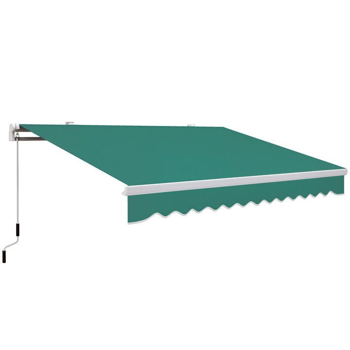 Toldo Manual 395x245 cm Toldo de Varanda Pátio com Manivela de Alumínio e Tecido de Poliéster 280 g/m² Verde