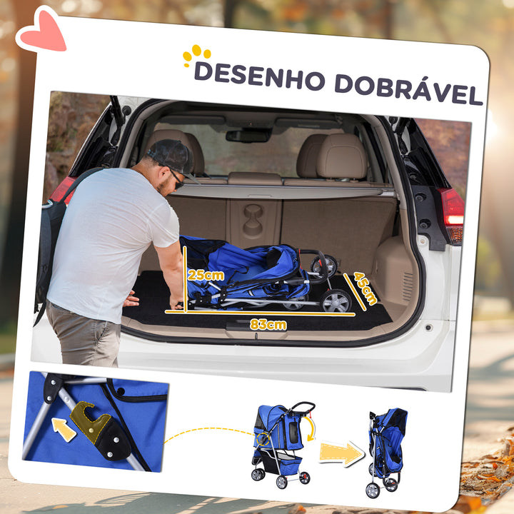 Carrinho Dobrável 75x45x97 cm Cão Gato