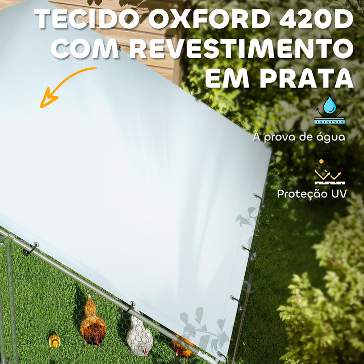 Galinheiro para Exterior 3x1,7x1,9 cm Galinheiro de Aço Galvanizado com Cobertura Anti UV e Impermeável Gaiola para 5-8 Galinhas Prata
