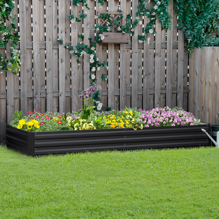 Caixa de Plantio de Aço Galvanizado Horta para Cultivar Plantas Flores Ervas Floreira Grande de Exterior Retangular com Fundo Aberto 180x90x30 cm / 241x90,5x30 cm Cinzento