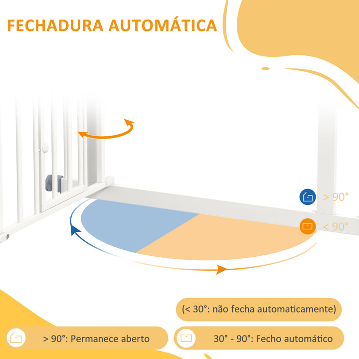 Barreira de Segurança para Cães 74-80 cm para Portas e Escadas Porta de Segurança para Animais com Montagem a Pressão e Duplo Bloqueio Branco